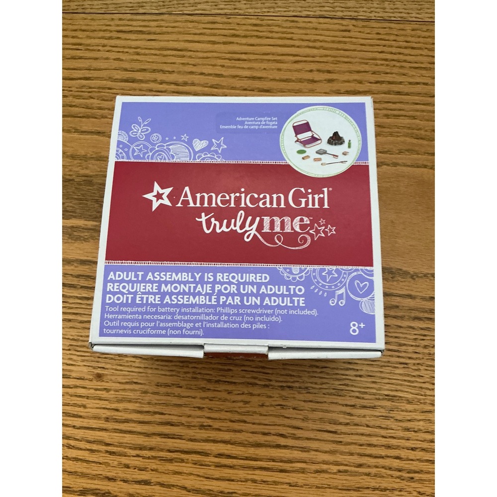 American Girl Truly Me Adventure Campfire Set Chair Smores sound fire Doll Toy